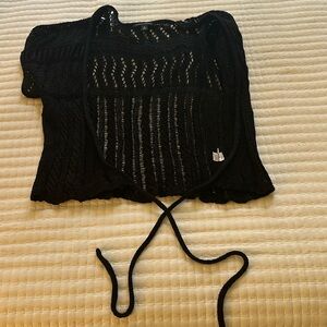 Lightweight black crochet tie top - Banana Republic